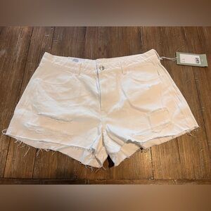 Women's White Distressed Jean Shorts
